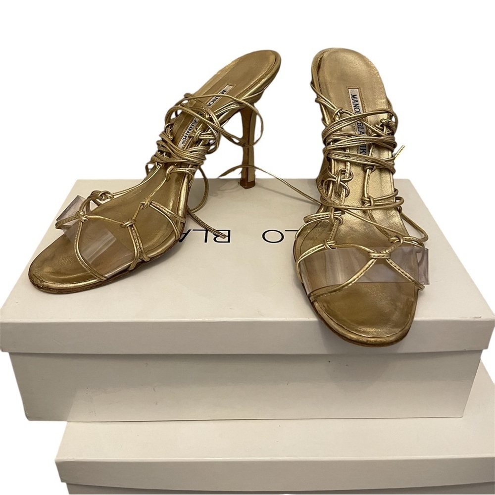 Manolo Blahnik | Gold Gladiator Stiletto Sandals